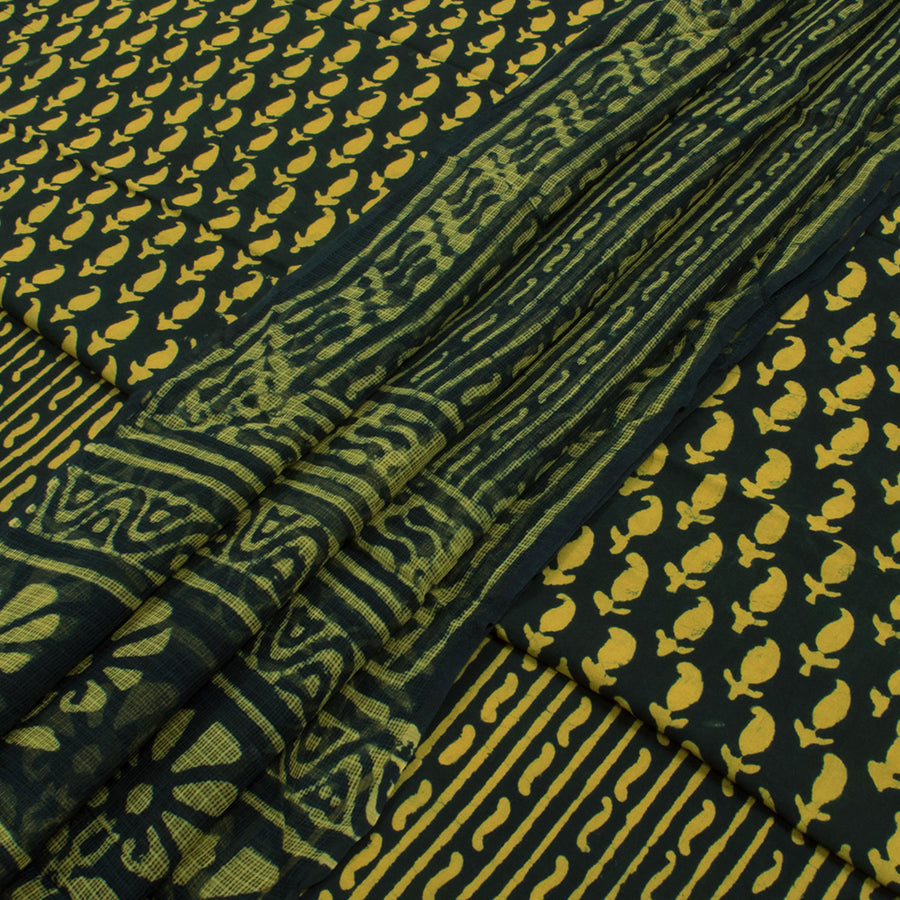 Dabu Printed Cotton 3-Piece Salwar Suit Material with Kota Dupatta