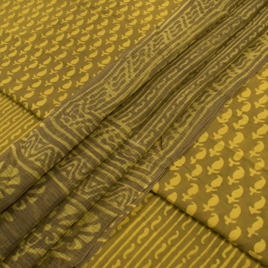 Dabu Printed Cotton 3-Piece Salwar Suit Material with Kota Dupatta