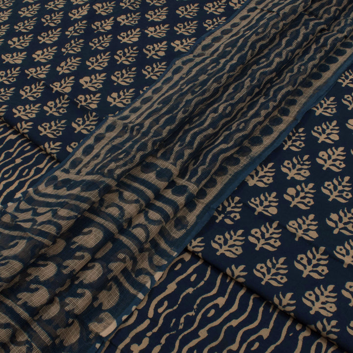 Dabu Printed Cotton 3-Piece Salwar Suit Material with Kota Dupatta 