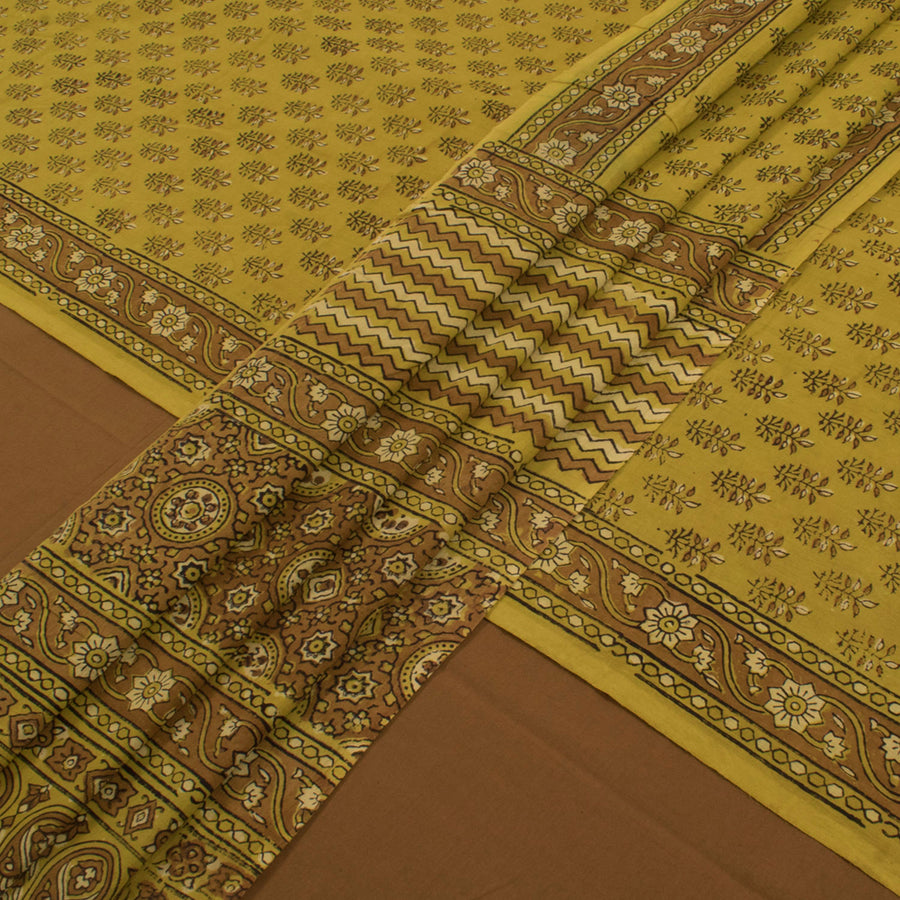 Ajrakh Printed Cotton 3-Piece Salwar Suit Material with Mulmul Dupatta 