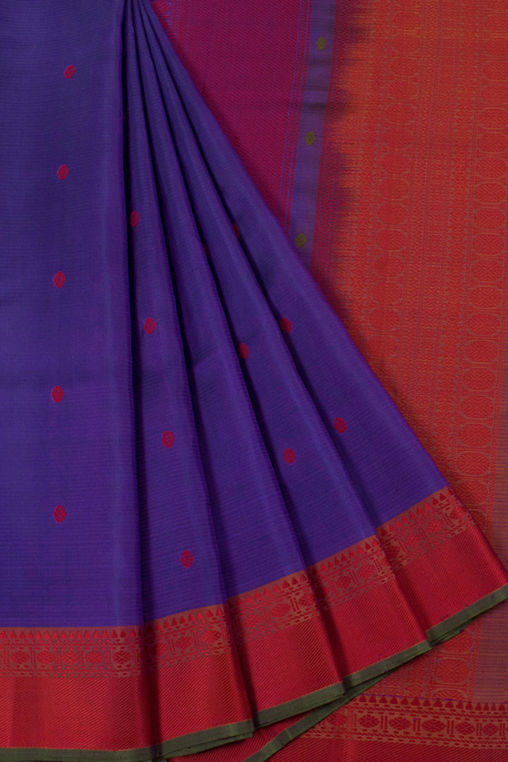 Handloom Threadwork Kanjivaram Pure Silk Saree with Floral Motifs and Rudhraksham Border