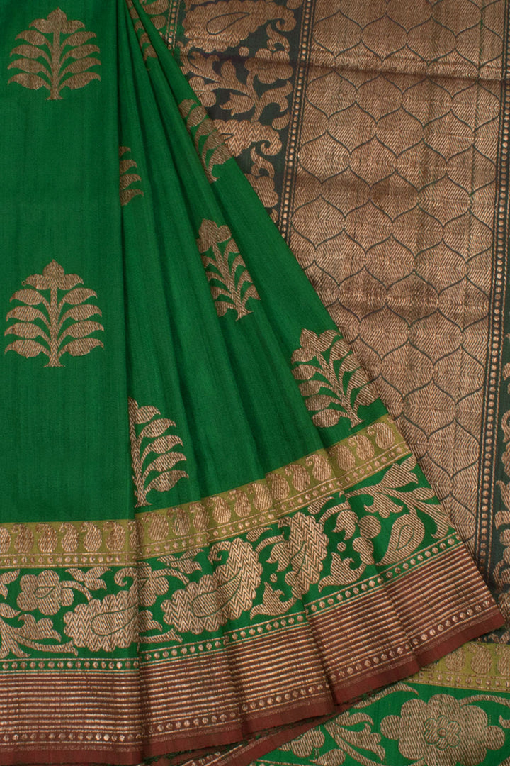 Handloom Banarasi Kadhwa Tussar Silk Saree with Floral Motifs