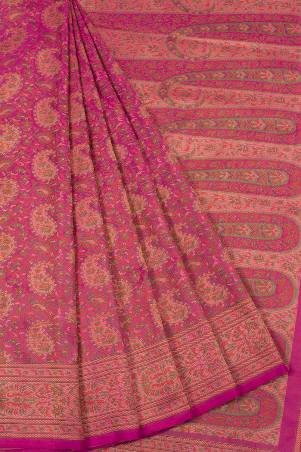 Handloom Banarasi Tanchoi Katan Silk Saree with Kairi Floral Design