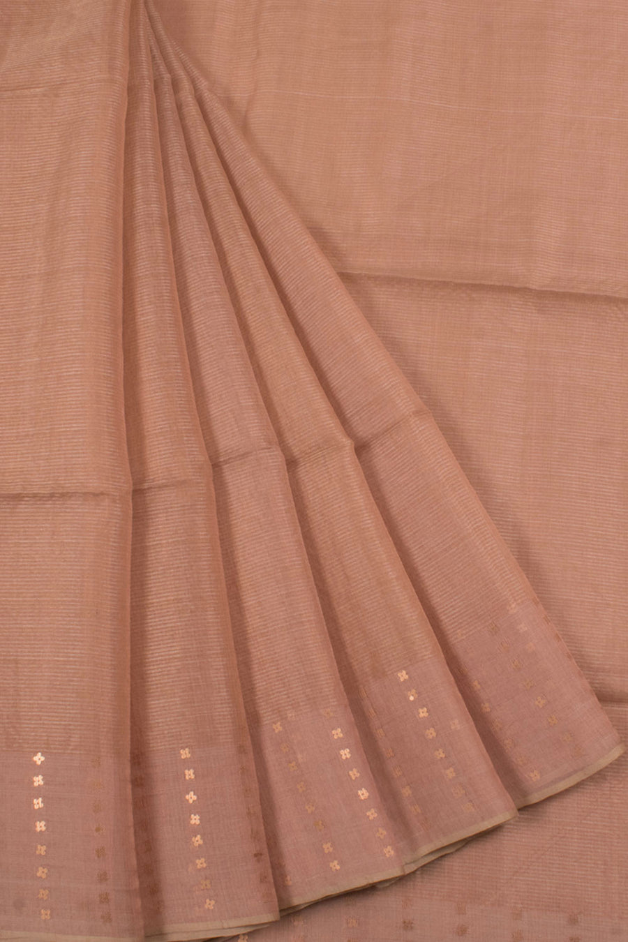 Handloom Resham Muslin Silk Saree with Stripes Design and Sequin Work Border