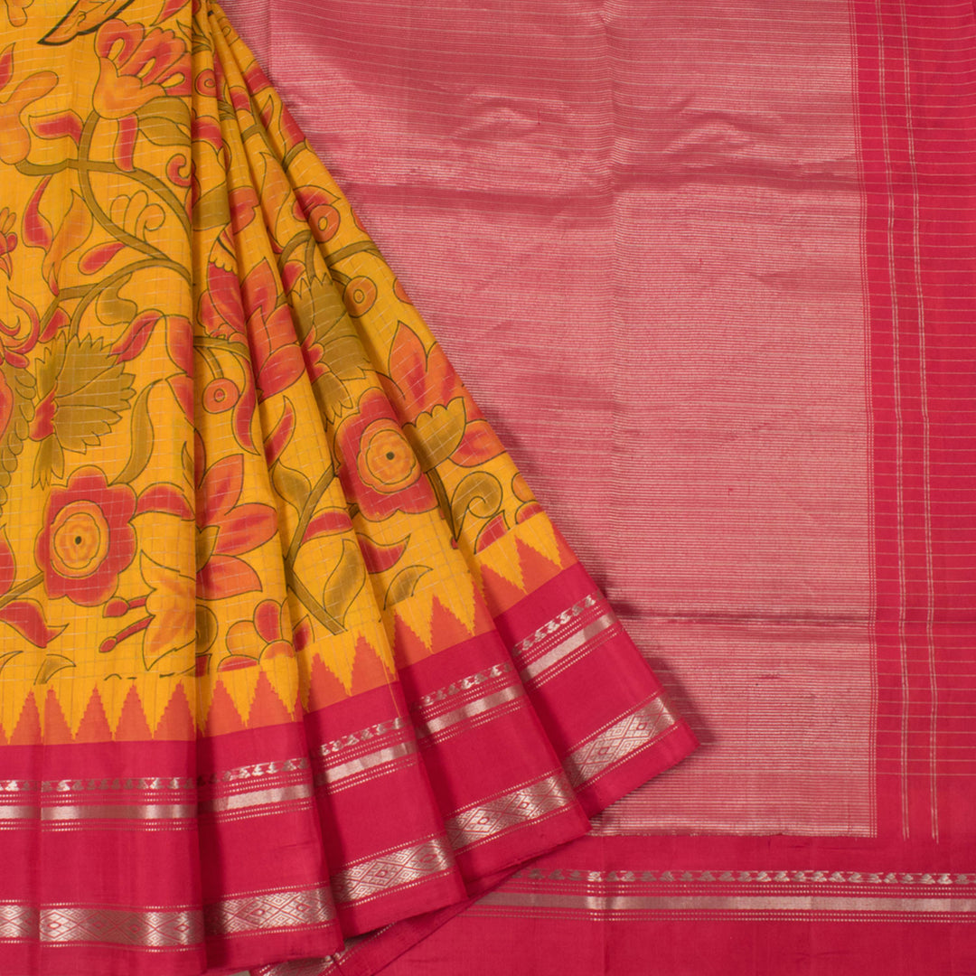 Handloom Printed Gadwal Silk Saree 10054609