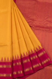 Handloom Gadwal Kuttu Silk Saree with Checks Design and Peacock Border 