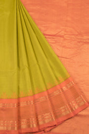Handloom Gadwal Kuttu Silk Saree with Temple Rekku, Zari Border