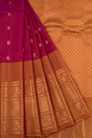 Handloom Gadwal Silk Saree with Floral Motifs and Twill Weave Zari Border