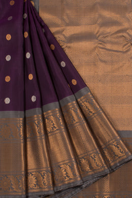 Handloom Gadwal SIlk Saree with Gold, Silver Zari Peacock Motifs and Floral Border