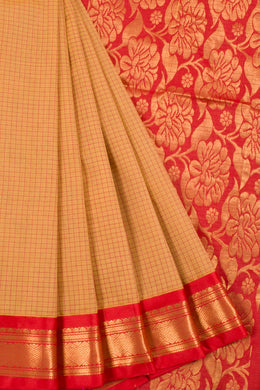 Butterscotch Orange Handwoven Gadwal Kuttu Cotton Saree 10061434