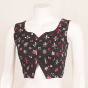 Kantha Embroidered Sleeveless Cotton Blouse with Sweetheart Neck, Tie-Up Back