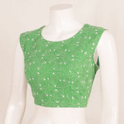 Kantha Embroidered Sleeveless Cotton Blouse with Side Zip