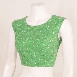 Kantha Embroidered Sleeveless Cotton Blouse with Side Zip