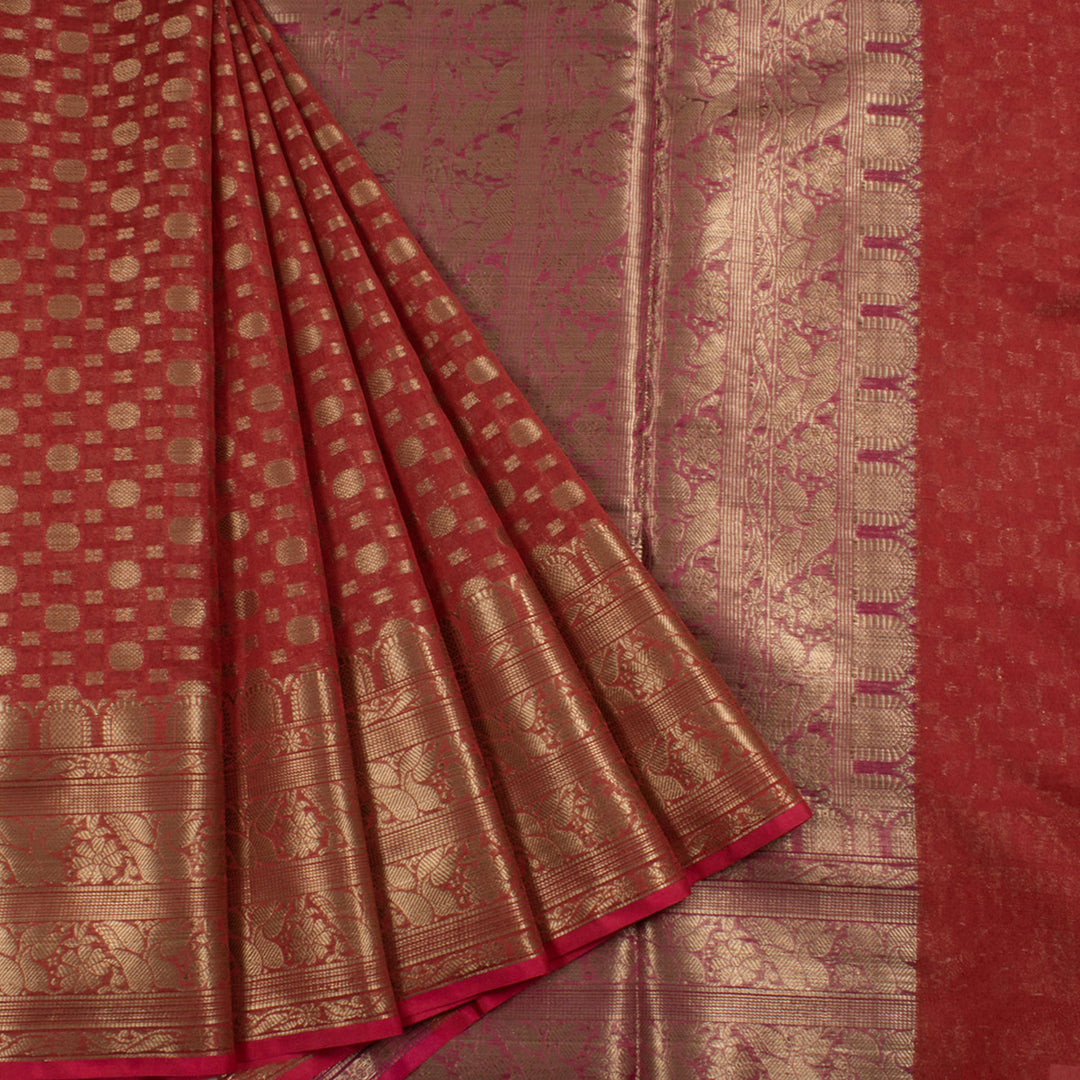 Handloom Banarasi Katrua Silk Cotton Saree with Floral Motifs