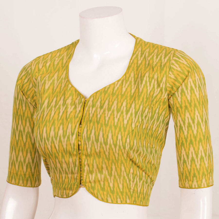 Handcrafted Ikat Cotton Blouse with Piping