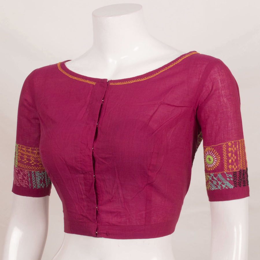 Handcrafted Cotton Blouse with Mirror Work Embroidery Tie-Up Back and Without Lining 
