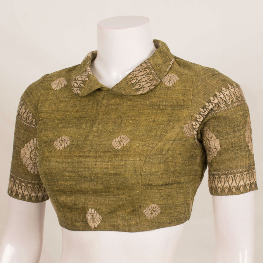 Handcrafted Princess Cut Khadi Cotton Blouse with Collar Neck