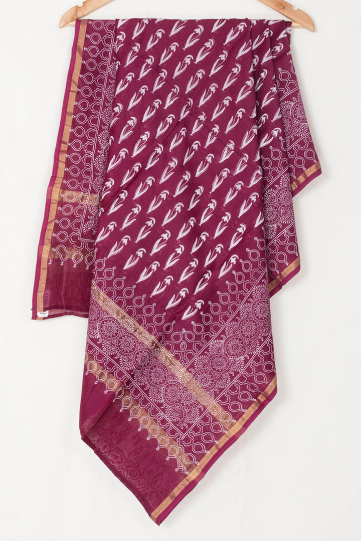 Magenta Handwoven Chanderi Silk Cotton Dupatta 10061086