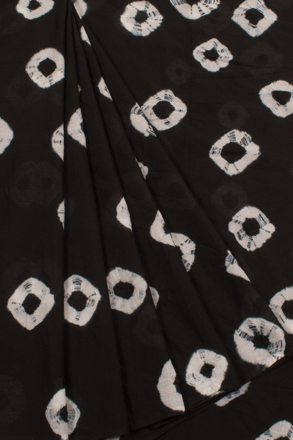 Shibori Printed Mulmul Cotton Saree with Fancy Tassels