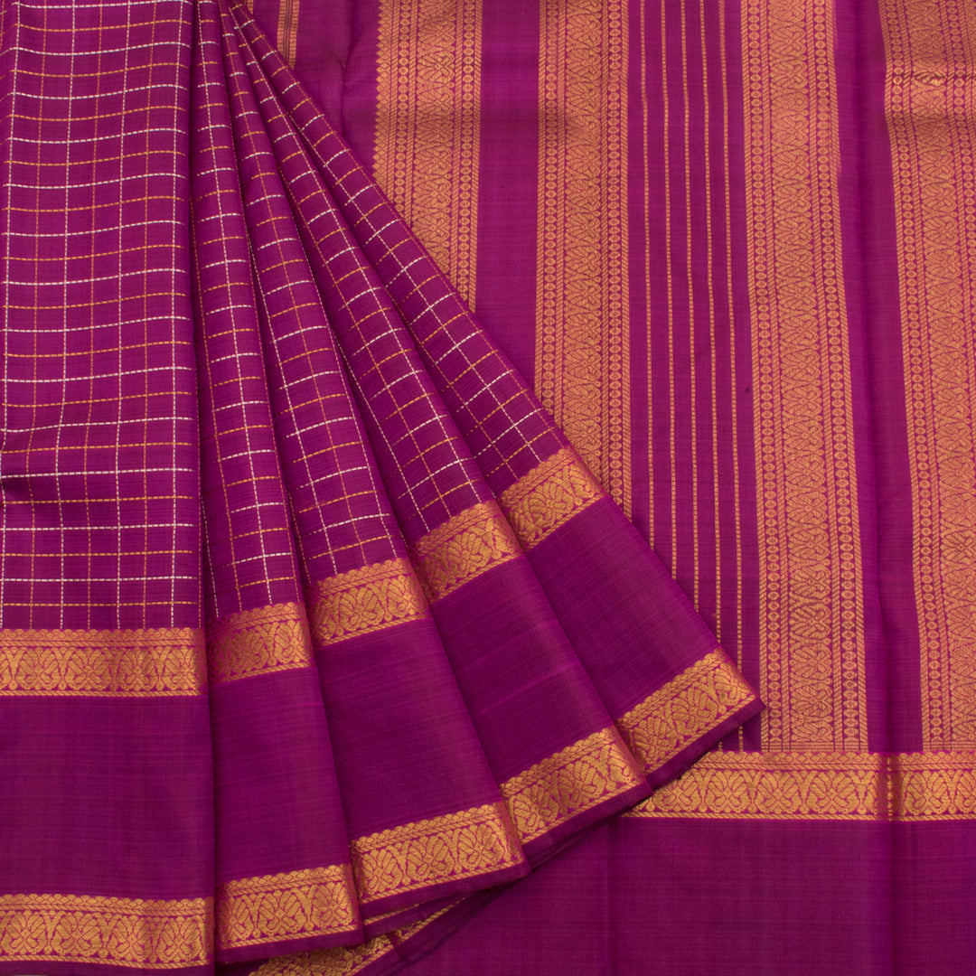 Handloom Pure Zari Kanjivaram Silk Saree With Muthu Kattam Design and Thandavalam Border