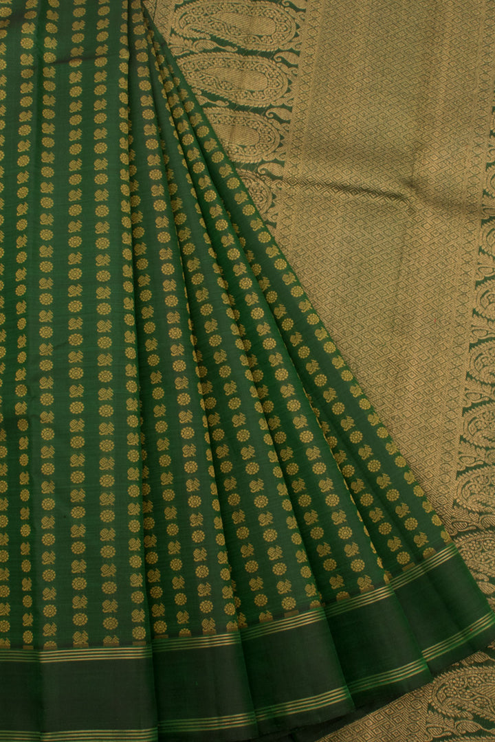 Handloom Threadwork Jacquard Kanjivaram Silk Saree with Mayil Chakram Motifs and Paisley Pallu