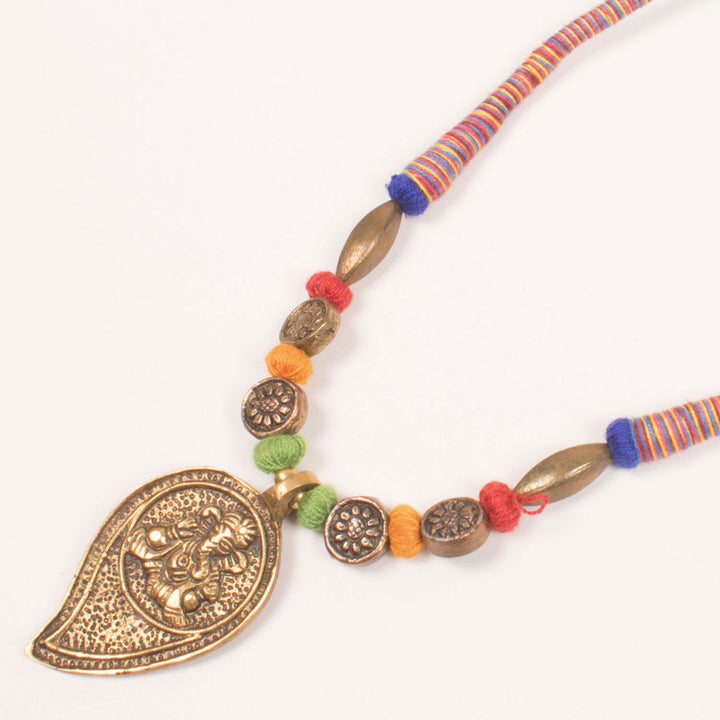 Handcrafted Necklace With Ganesha Brass Pendant 10054928
