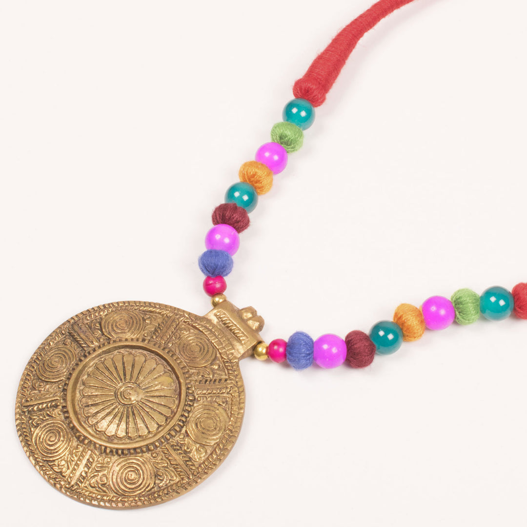 Handcrafted Necklace With Brass Pendant 10054930