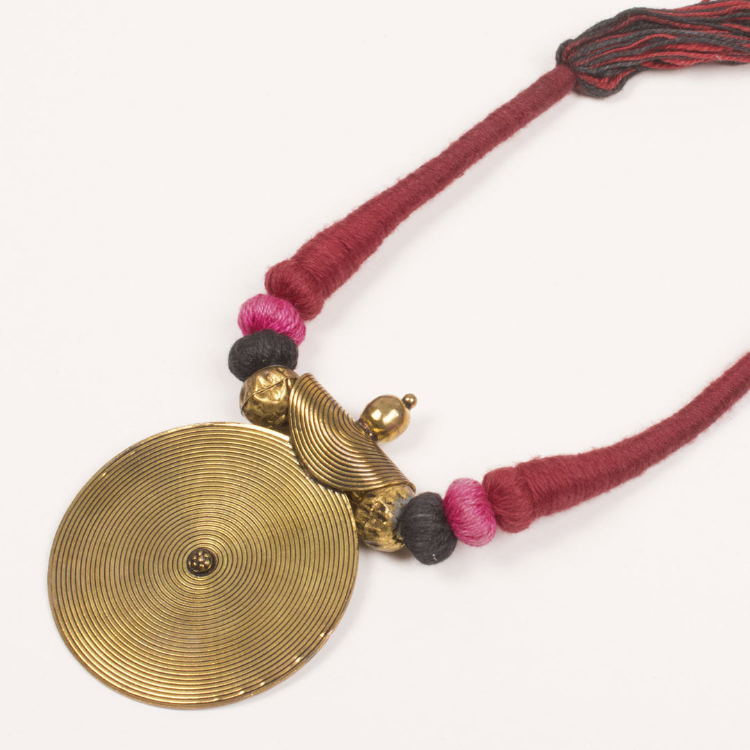 Handcrafted Necklace With Brass Pendant 10054940