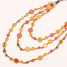 Handcrafted Mirror Work Multilayer Necklace 10054945