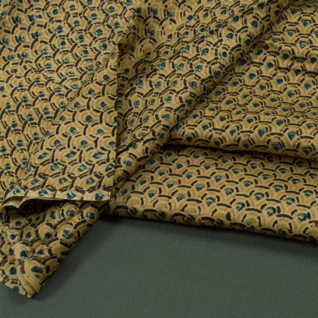 Ajrakh Printed Satin Silk 2 pc Salwar Suit Material 10054221
