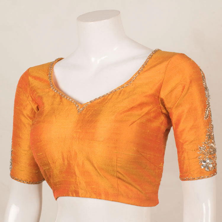 Hand Embroidered Raw Silk Blouse 10053486