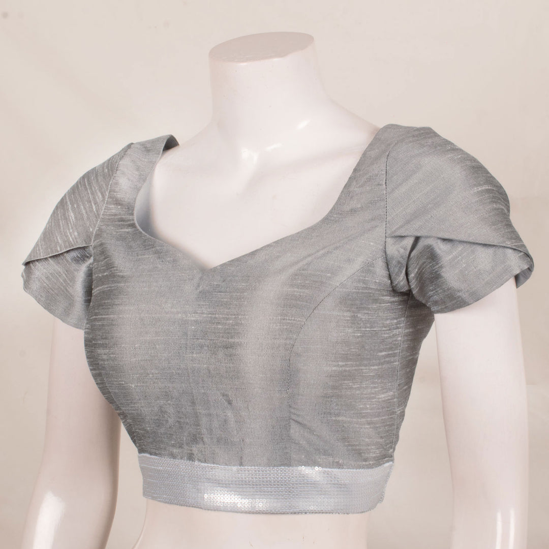 Handcrafted Raw Silk Designer Blouse with Sequin Waist and Bow Back Design and Padding