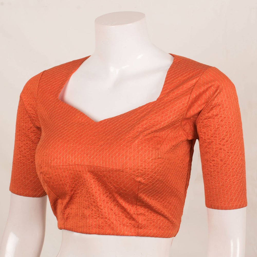 Handcrafted Raw Silk Designer Blouse with Padding and Diagonal Zari Checks Design