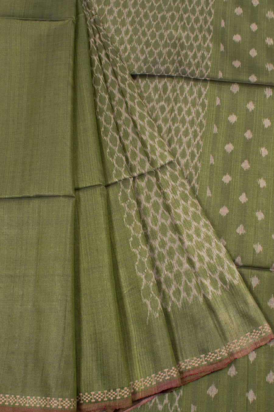 Handloom Half and Half Ikat Tussar Silk Saree with Jaal Design