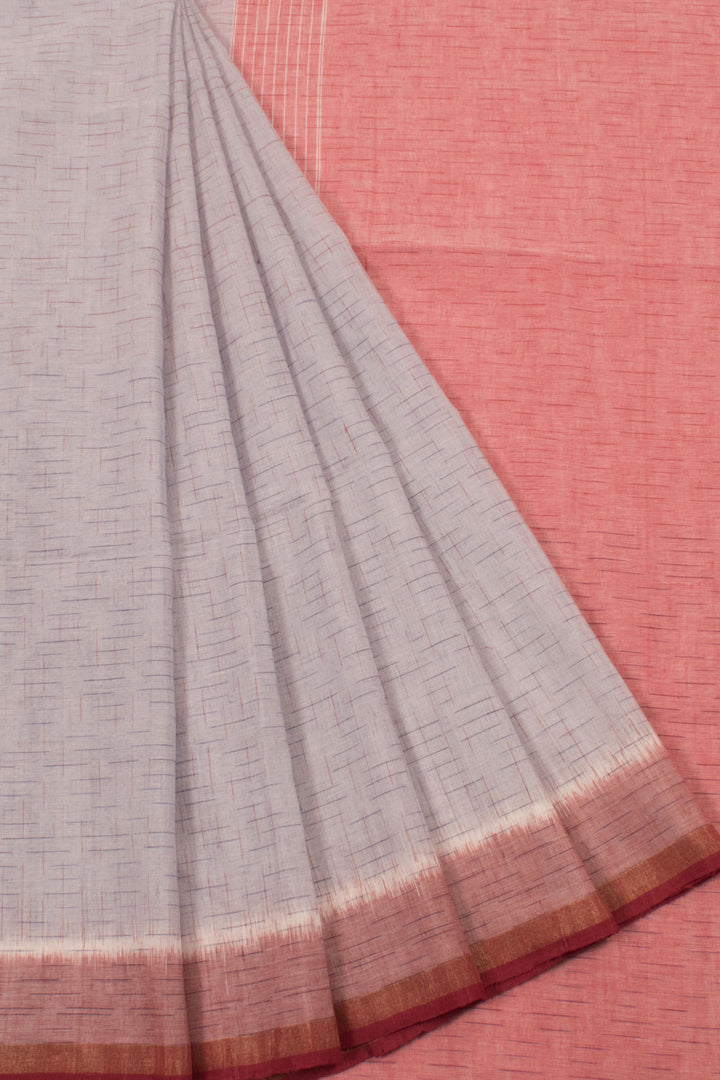 Handloom Linen Jharna Ikat Cotton Saree with Stripes Design