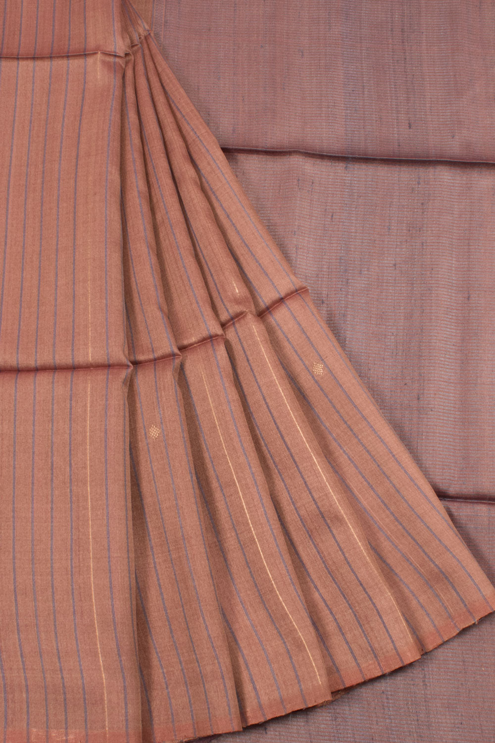 Handloom Tussar Silk Saree with Diamond Motifs and Zari Stripes Design