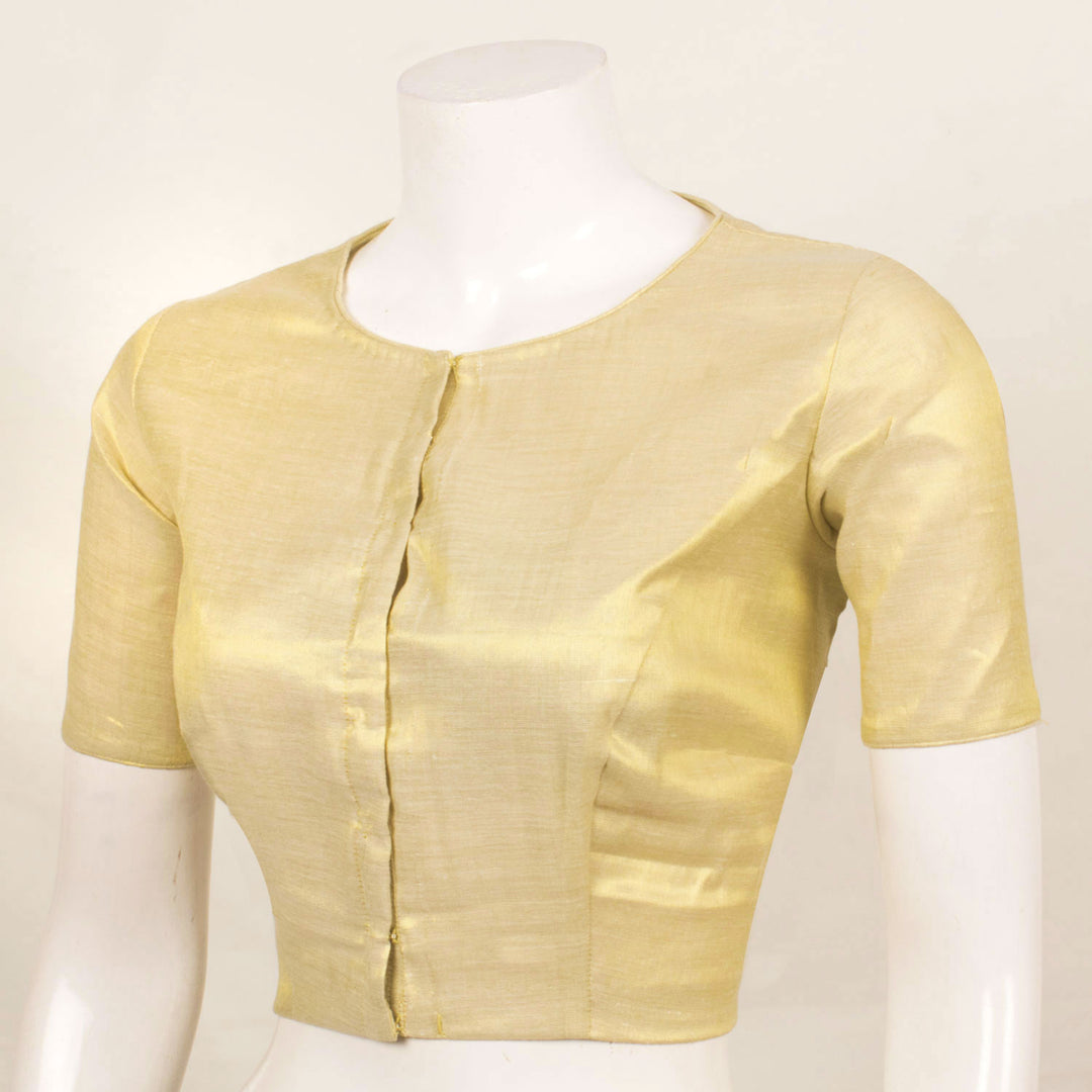 Handcrafted Princess Cut Tissue Silk Blouse with Round Neck