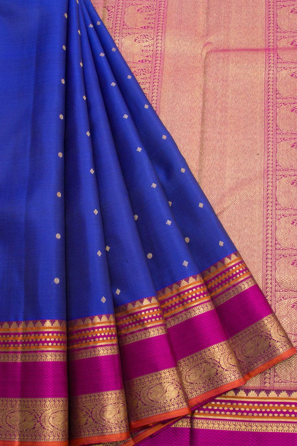 MS Blue Pure Zari Kanjivaram Silk Saree 10060893