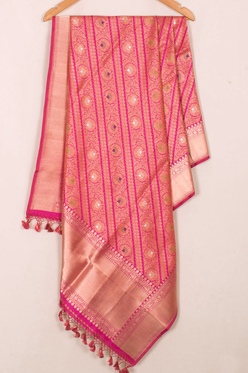 Handloom Banarasi Katrua Silk Dupatta with Meenakari Jaal Design