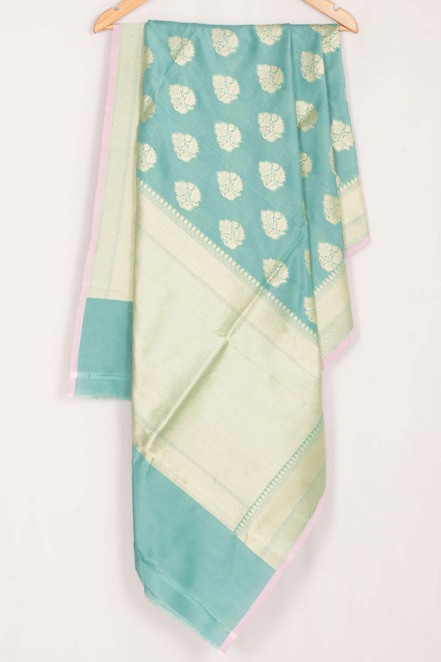 Handloom Banarasi Katrua Katan Silk Dupatta with Zari Border and Floral Design