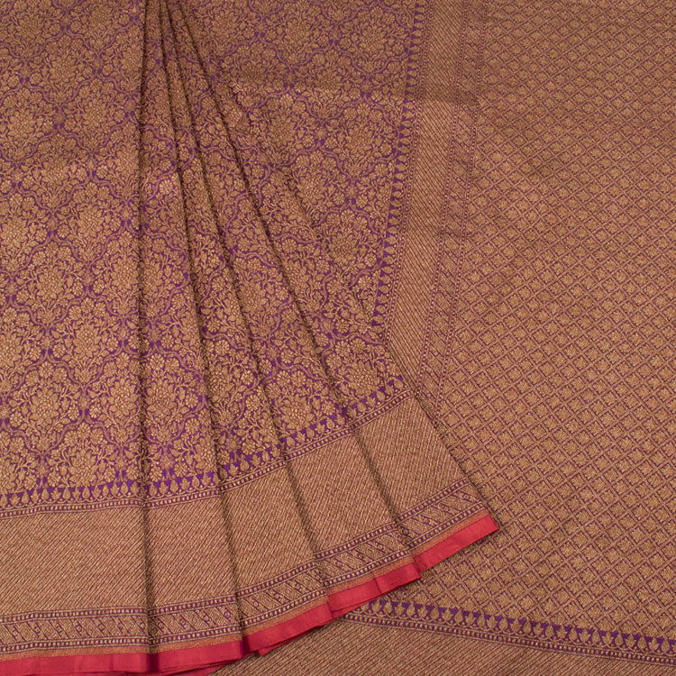 Handloom Banarasi Tanchoi Silk Saree With Floral Jaal Design 