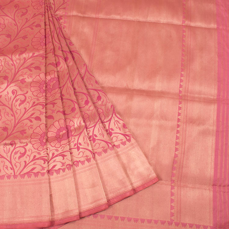Handloom Banarasi Kadhwa Katan Silk Saree With Floral Jangla Design