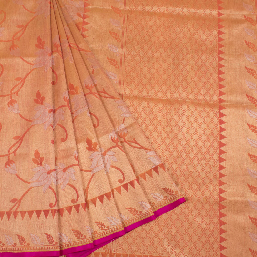 Handloom Banarasi Katrua Silk Saree with Jangla Floral Design
