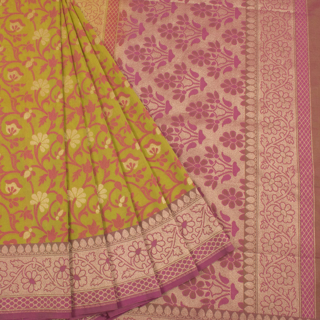Handloom Banarasi Summer Silk Saree With Jangla Design and Honey Comb Border