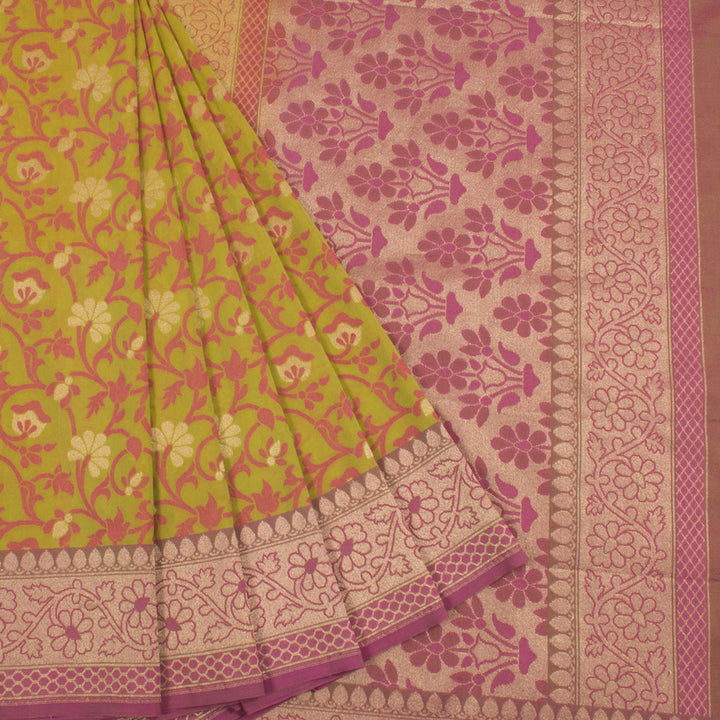Handloom Banarasi Summer Silk Saree With Jangla Design and Honey Comb Border