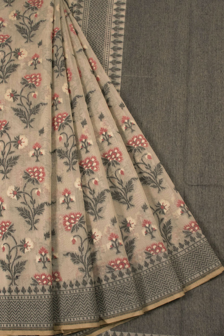 Light Brown Handloom Banarasi Silk Cotton Saree 10059846