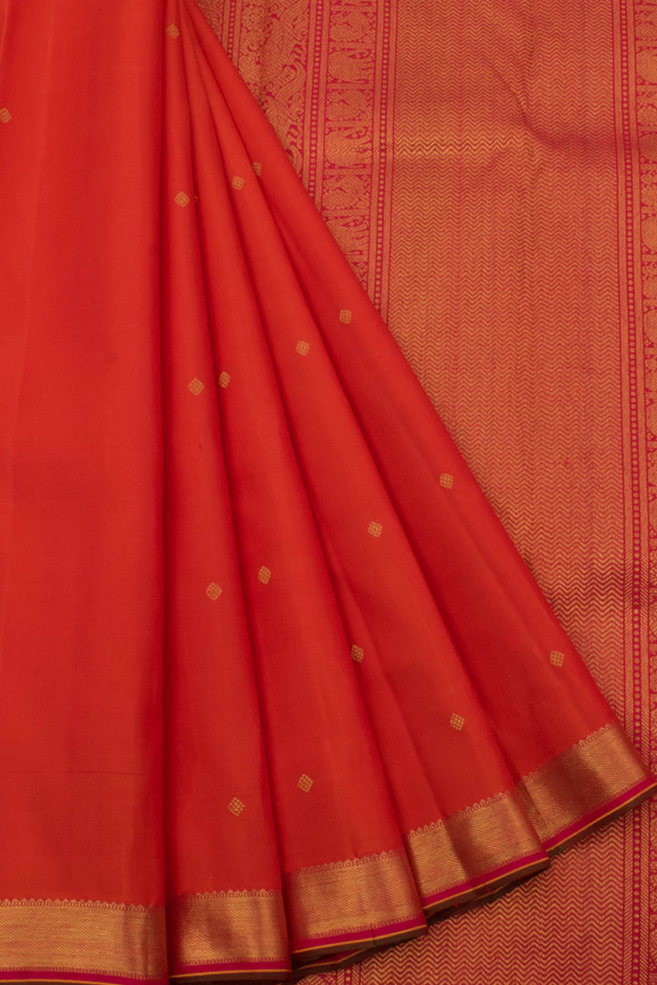 Handloom Pure Zari Bridal Kanjivaram Silk Saree with Floral Motifs and Bavanji Border