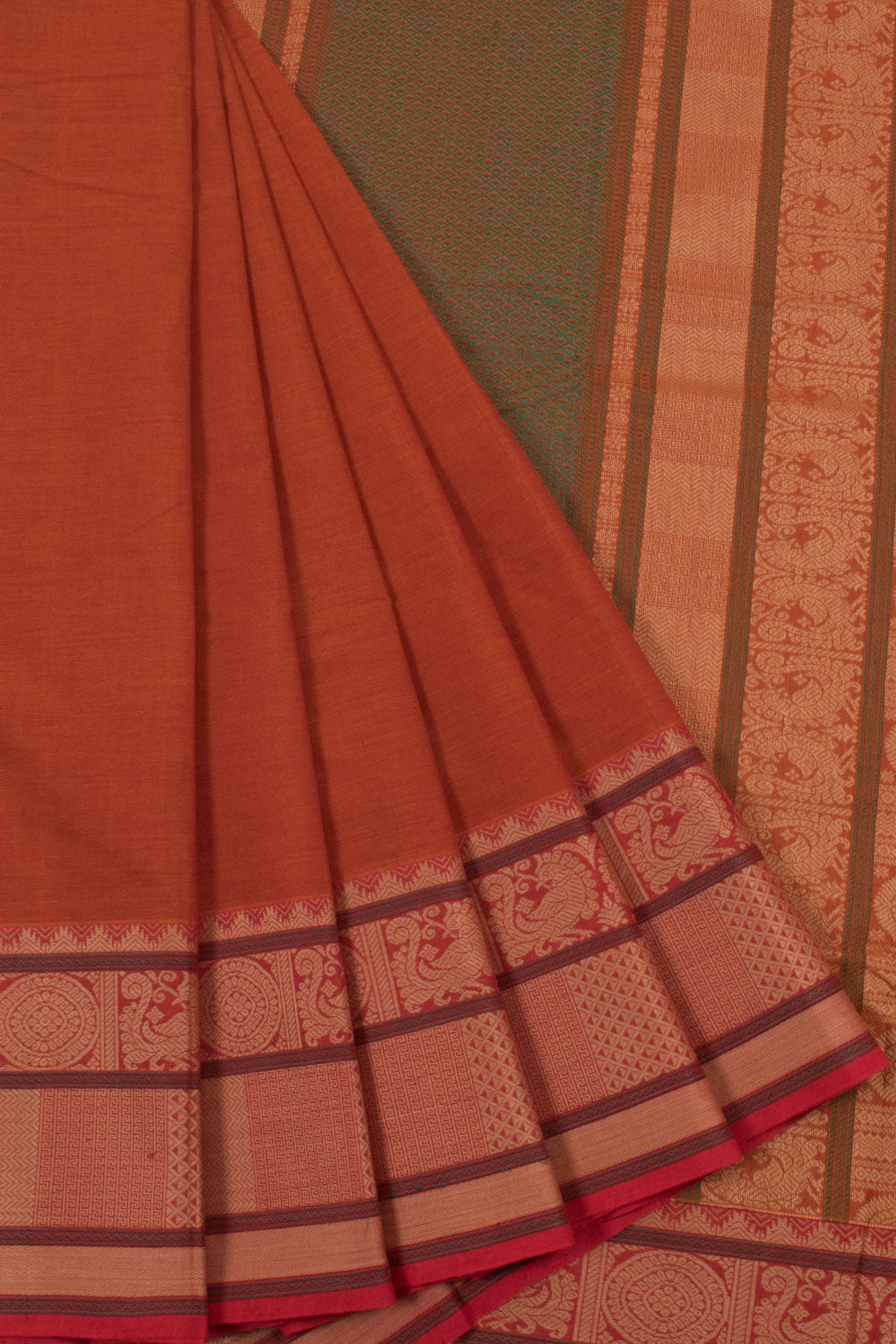 Light Brown Handloom Kanchi Cotton Saree Border 10059537