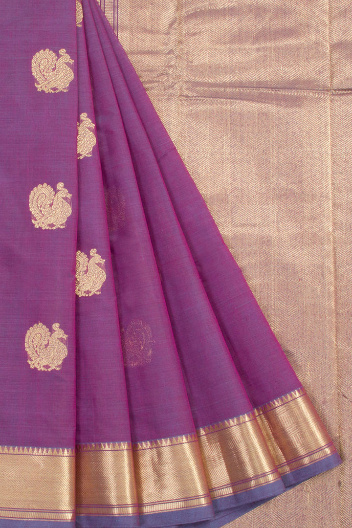 Violet Handwoven Kanchi Cotton Saree 10060849