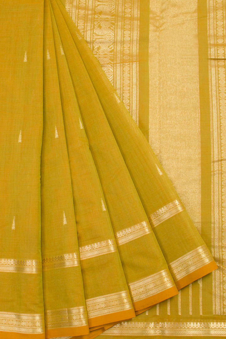 Pear Green Handwoven Kanchi Cotton Saree 10060854